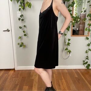 Black Velvet Dress with Adjustable Straps - S/M
